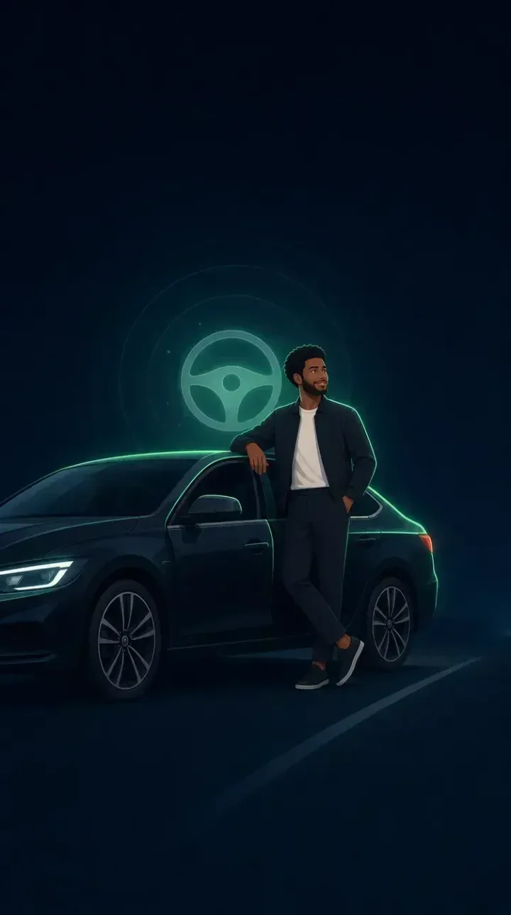 Chauffeur les mains sur le volant