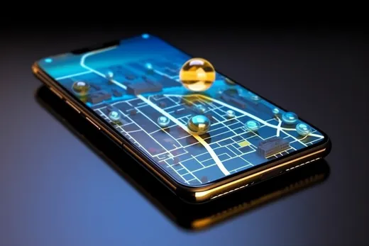 Carte 3D avec plusieurs arrêts sur un téléphone