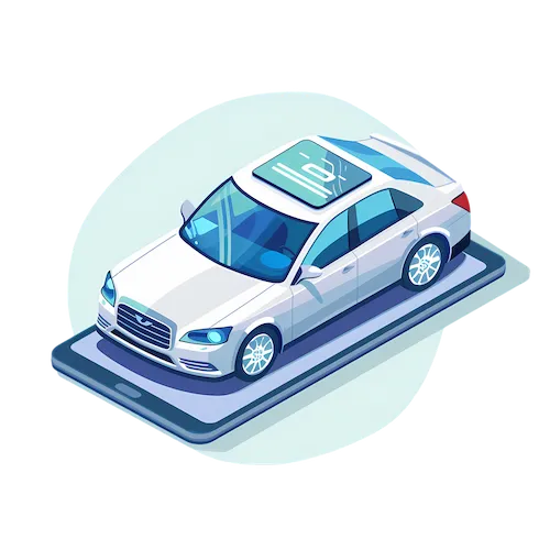 Voiture posée sur un téléphone qui affiche une réservation